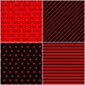 Set of seamless backgrounds, red and black, Royalty Free Stock Photo