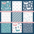 Set of seamless backgrounds on the theme of Baby bathing and care.