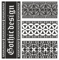 Set of seamless black-and-white gothic ornaments Royalty Free Stock Photo