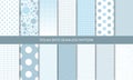Set of seamless blue polka dot backgrounds. Seamless background in circle. Soft blue polka dot seamless pattern set. Baby Royalty Free Stock Photo