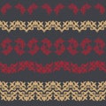 Set of 5 seamless border with motifs of Kazakh, Kyrgyz, Tatar