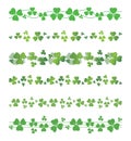 set of seamless borders. Clover leaves. Vector trefoils for Patrick holiday