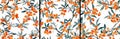 Set of 3 seamless buckthorn patterns on a white background. AI Artificial intelligence