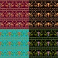 Set of seamless Byzantine patterns of different colors. Royalty Free Stock Photo