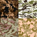 Set of 4 seamless camouflage pattern vector, EPS 10. Royalty Free Stock Photo