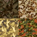 Set of 4 seamless camouflage pattern vector, EPS 10. Royalty Free Stock Photo