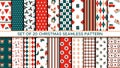 Set of 20 seamless Christmas vector patterns - includes funny bright backgrounds with cute holiday characters, symbols Royalty Free Stock Photo