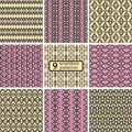 Set of seamless colored patterns with ethnic motifs Royalty Free Stock Photo