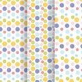 Set of seamless colourful polka dot patterns. Vector