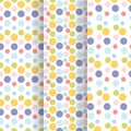 Set of seamless colourful polka dot patterns. Vector Royalty Free Stock Photo