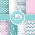 Set with seamless cute geometric patterns