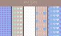 A set of seamless cute pastel patterns with hearts and rainbows. Flat vector graphics design for background, textiles Royalty Free Stock Photo