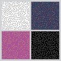 Set of seamless dashed backgrounds. Repeating vector pattern.