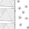 Set of seamless doodle patterns. Hand-drawn decorative elements in vector. Pattern for coloring book. Black and white Royalty Free Stock Photo