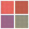 Set of seamless duotone textile patterns. Chekered ornament houndstooth, hounds tooth check, hound`s tooth, dogstooth, dogtooth Royalty Free Stock Photo