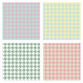 Set of seamless duotone textile patterns. Chekered ornament houndstooth, hounds tooth check, hound`s tooth, dogstooth, dogtooth Royalty Free Stock Photo