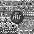 Set of 4 seamless ethnic patterns. Monochrome abstract seamless prints. Royalty Free Stock Photo