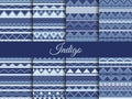 Set seamless ethnic pattern, tribal texture, hippie style. The color indigo, the summer trend.