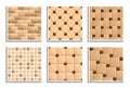 Set of seamless floor and wall tiles textures. Vector repeated patterns of mosaic, subway, brick, hopscotch, octagon, dot