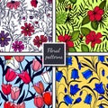 Set of seamless floral patterns. vector illustration eps10. hand drawing Royalty Free Stock Photo