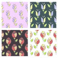 Set of seamless floral vector patterns. Royalty Free Stock Photo