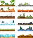 Set of seamless game landscape, interface. Landscape for 2D games.