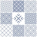 Set of Seamless Geometric Checked Patterns