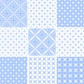 Set of Seamless Geometric Light Blue Patterns and Textures Royalty Free Stock Photo