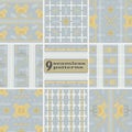 Set of seamless geometric mechanical steampunk patterns