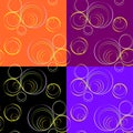 Set seamless geometric pattern stylish, multicolor circles of bright fluorescent colors on different backgrounds, design of Royalty Free Stock Photo