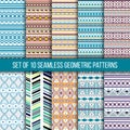 Set of 10 seamless geometric patterns