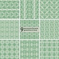 Set of seamless geometric patterns of multiple lines mint green Royalty Free Stock Photo