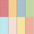 Set of seamless gingham, buffalo check plaid and bed linen patterns. Eight checkered and striped seamless patterns