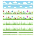 Set of seamless grass with flowers and without Royalty Free Stock Photo