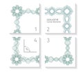 Set: Seamless Guilloche Corner Border Elements for certificate or diploma, . Vector illustration