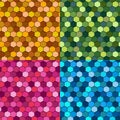 Set of seamless hexagon mosaic patterns. Vector backgrounds. Royalty Free Stock Photo