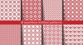 Set of 8 seamless red and white knitted patterns Royalty Free Stock Photo