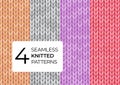 Set of seamless knitted patterns in pastel colors. Realistic knitted texture for the background of the site, postcards Royalty Free Stock Photo