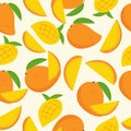 A set of seamless mango patterns. Fruit