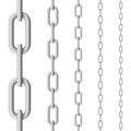 Set of seamless metal chains colored silver isolated on white background. Metal chain seamless pattern.