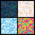 Set of seamless mosaic triangle pattern. Vector geometric background