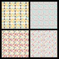 Set of seamless mosaic triangle pattern. Vector geometric background