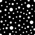 Set of seamless with openwork circles in black and white color flower patterns on black backgrounds, sample for fabric and print Royalty Free Stock Photo