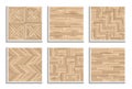 Set of seamless parquet textures. 3D patterns of wood materials