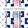 Set of seamless patriotic pattern with blue stars