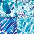 Set of seamless pattern with blots and ink splashes