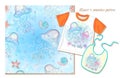 Set seamless pattern and clipart with cute jellyfish. Watercolor. Vector Royalty Free Stock Photo