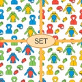 Set of seamless pattern with equipment for kayaking