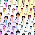 Set seamless pattern girl india. vector illustration