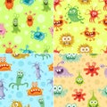 Set of Seamless Pattern with Good and Bad Bacteria Royalty Free Stock Photo